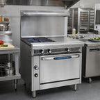 Thumbnail image #2 for Imperial (Middleby) Spec Series IHR-4-1HT-C 36-Inch Heavy-Duty Gas Range, 4 Open Burners, 12-Inch Hot Top, Convection Oven