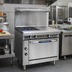 Thumbnail image #2 for Imperial Spec Series 36-Inch Heavy-Duty Gas Range with 4 Open Burners, 12-Inch Hot Top, and Convection Oven