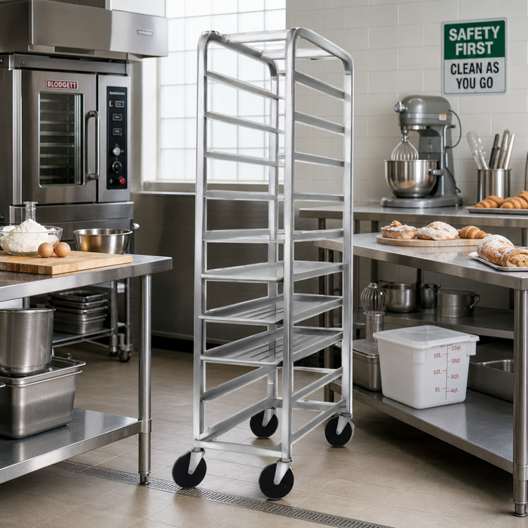 Product image #3 for Channel Manufacturing All-Welded Aluminum End-Load Platter Rack, Holds 10 x 12.5-Inch Platters, 5-Inch Casters