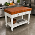 Thumbnail image #2 for American Heritage Rustica 30-Inch x 24-Inch End-Grain Cherry Butcher Block Work Table with Lower Shelf and Drawer