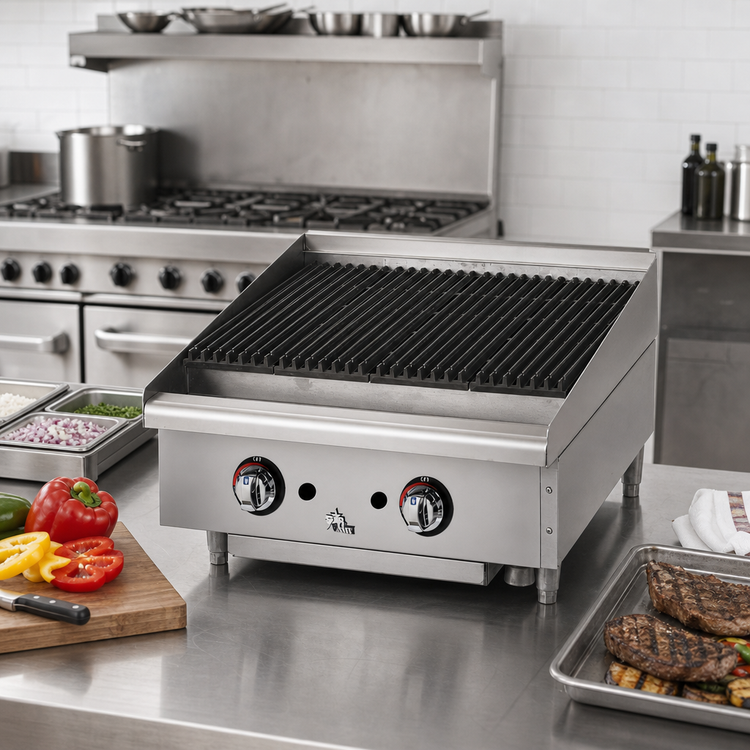 Product image #2 for Star-Max 24-Inch Countertop Lava Rock Gas Charbroiler, 80,000 BTU, Natural Gas