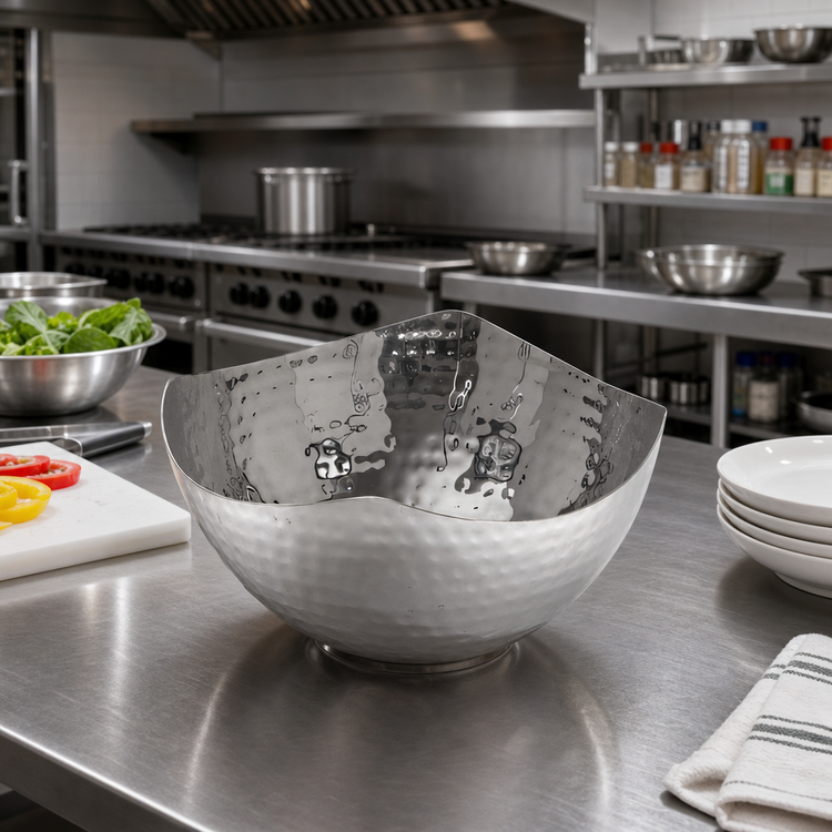 Product image #2 for American Metalcraft Squound 40 oz Stainless Steel Hammered Square Bowl
