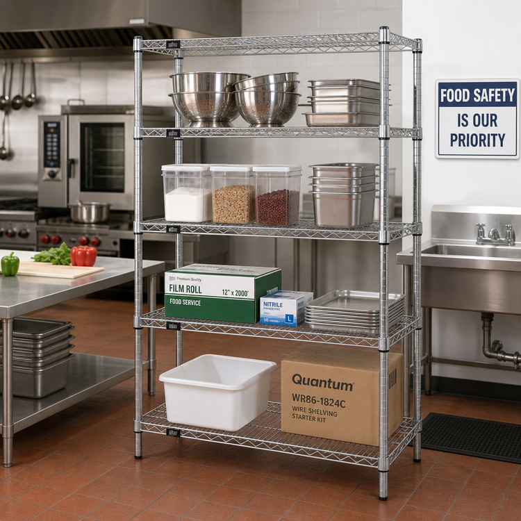 Product image #2 for Quantum WR86-1824C 86-Inch High Chrome Wire Shelving Starter Kit, 24 Inches W x 18 Inches D - 4 Shelves, 600-800 lb Per Shelf