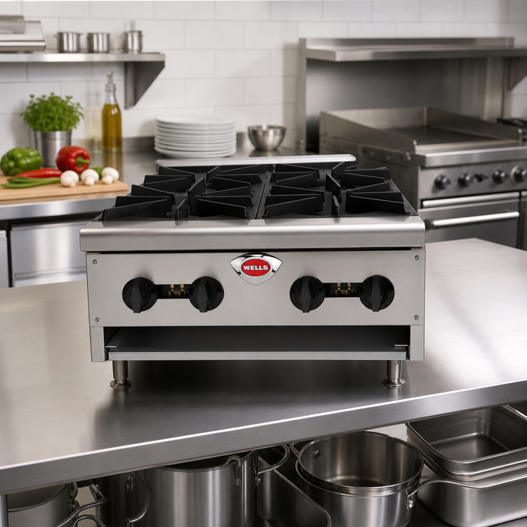 Product image #2 for Wells HDHP-2430G 4-Burner Natural Gas Countertop Hotplate