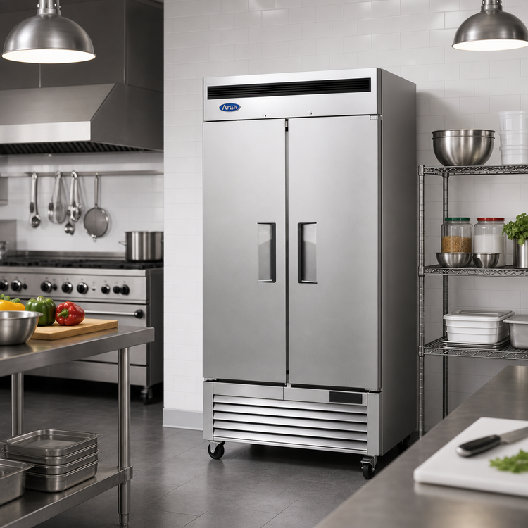 Product image #2 for Atosa Two-Section Bottom-Mount Reach-In Freezer, 28.5 Cu. Ft., Stainless Steel, Solid Doors