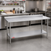 Thumbnail image #2 for Duke 108 x 24-Inch Stainless Steel Underbar Work Table with 1-1/8-Inch Riser and Undershelf