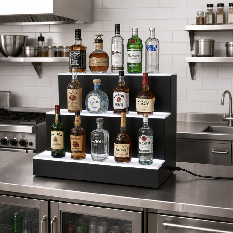Product image #3 for Krowne Royal Series 24-Inch 3-Tier LED Countertop Liquor Display with Right-Side Cord