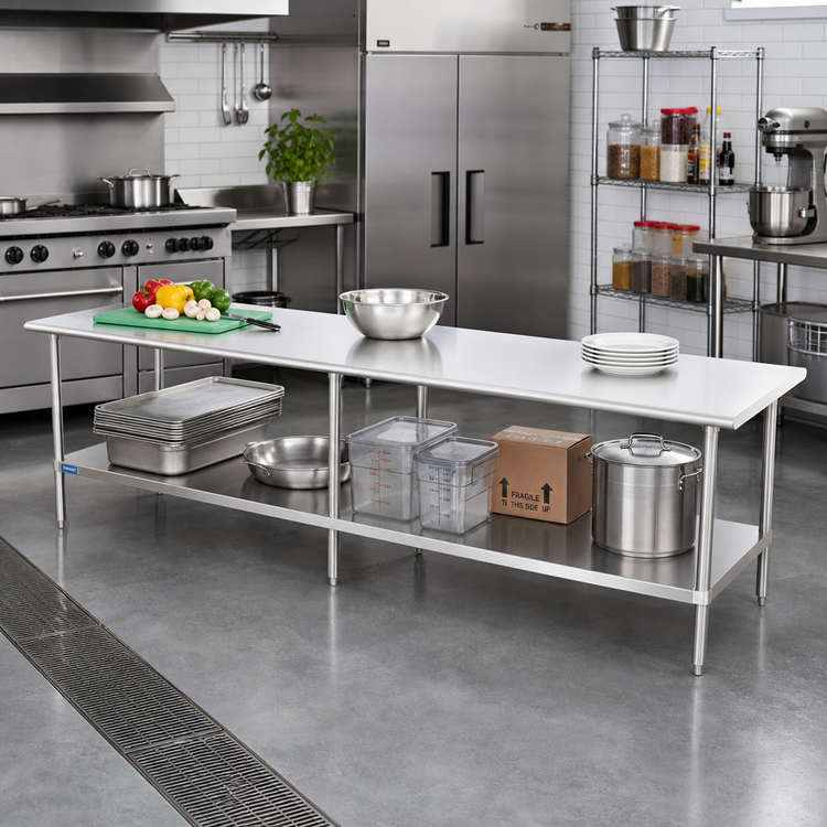 Product image #2 for 108-Inch x 30-Inch Stainless Steel Work Table with Adjustable Undershelf