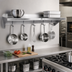 Thumbnail image #2 for John Boos Stallion 60 Inch Wall-Mount Stainless Steel Pot Rack Shelf with 5 Hooks