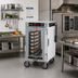Thumbnail image #3 for Metro HotBlox Narrow 8-Pan Half-Height Mobile Pass-Thru Insulated Holding Cabinet with Clear Front and Rear Doors