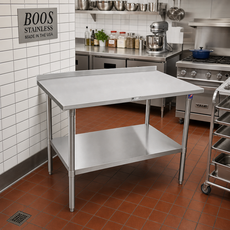 Product image #2 for John Boos Stallion Stainless Steel Corner Work Table with 1-1/2 Inch Rear Up-Turn, 30 x 36 Inches
