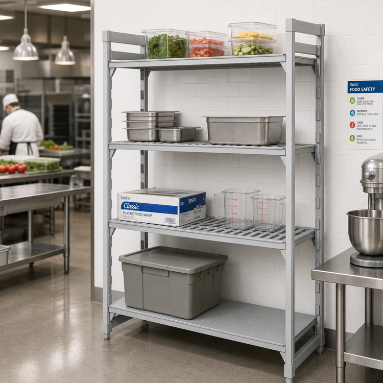 Product image #3 for Cambro Camshelving Premium 4-Tier Stationary Starter Unit, 72 x 21 x 84 Inches, 3 Vented and 1 Solid Shelf Plates
