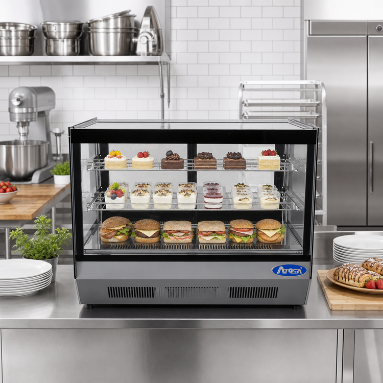 Product image #3 for Atosa CRDS-42 Countertop Refrigerated Display Case, Straight Front Glass, 4.2 Cu. Ft.