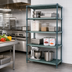 Thumbnail image #2 for Quantum 4-Tier Stationary Wire Plastic Mat Shelving Unit, 72 x 14 x 86 Inches, Green Epoxy Coated