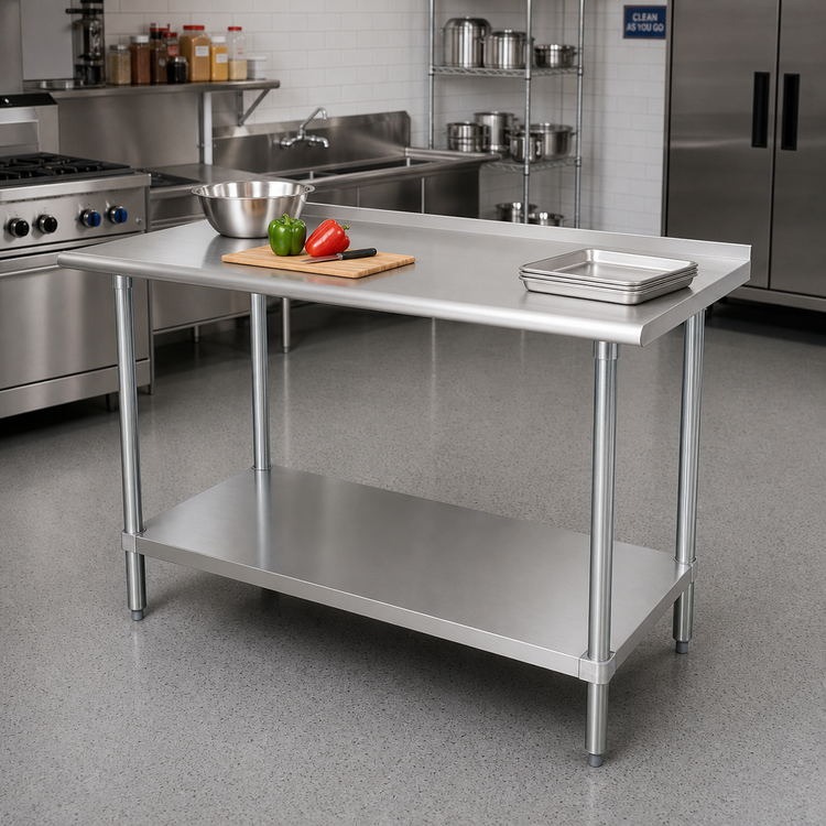 Product image #2 for Advance Tabco SFG-245 60" x 24" Stainless Steel Work Table with 1-1/2" Rear Up-Turn and Adjustable Undershelf