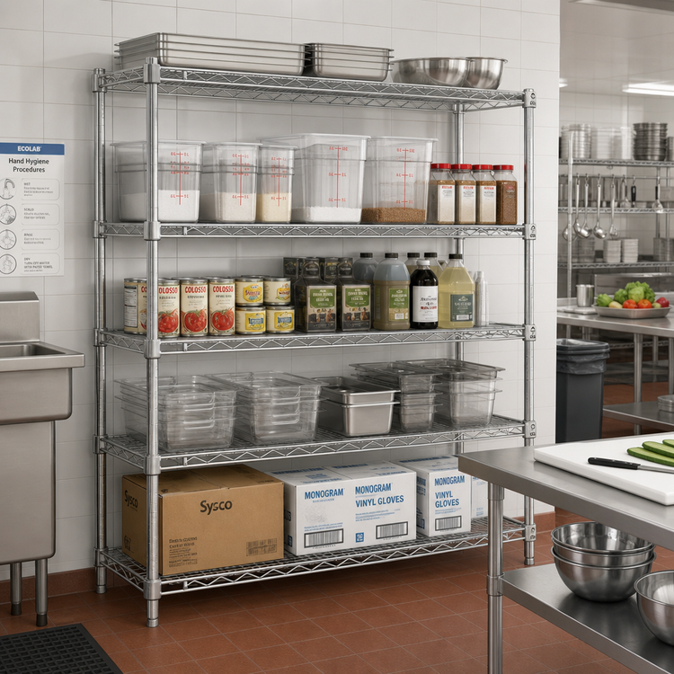 Product image #2 for Eagle Group 5-Tier Chrome-Plated Wire Add-On Shelving Unit, 72" W x 18" D x 86" H