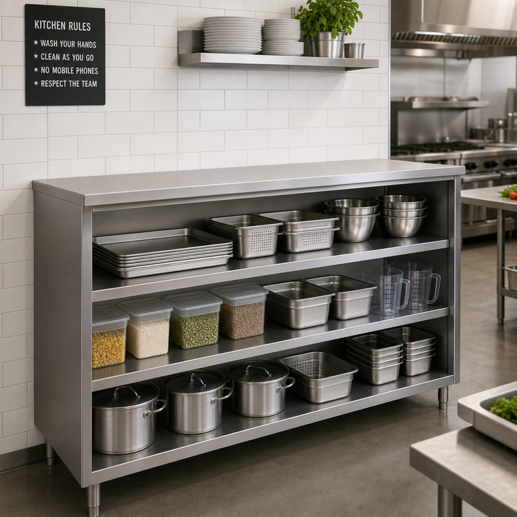 Product image #2 for Spec-Master Open-Front Stainless Steel Plate Cabinet, 84 x 15 Inches