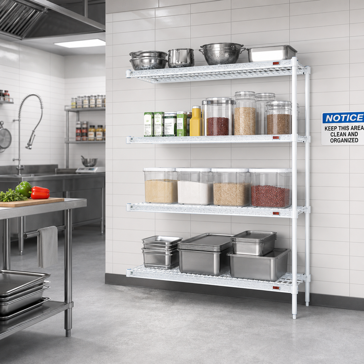 Product image #2 for EagleGard 4-Tier Add-On Wire Shelving Unit, 48 in. W x 18 in. D x 74 in. H, Hybrid Epoxy Finish