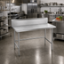 Thumbnail image #2 for Advance Tabco 48-Inch x 30-Inch 304 Stainless Steel Work Table with 10-Inch Backsplash and Open Base