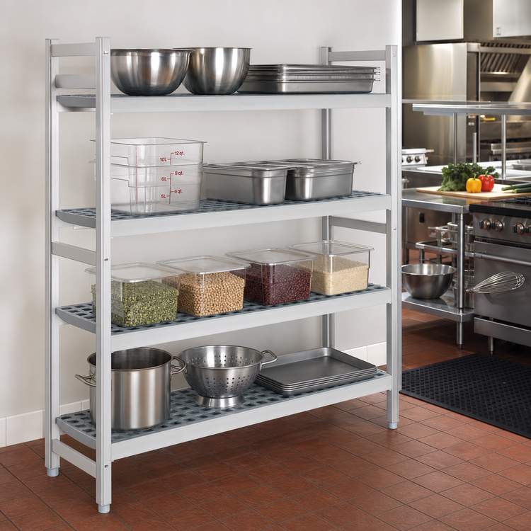 Product image #2 for Fermostock 4-Tier Starter Shelving Unit with Removable Polymer Inserts, 66 Inch H x 31 Inch W x 18 Inch D