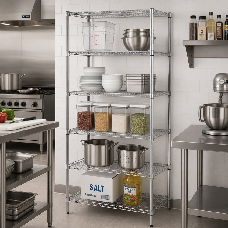 Product image #2 for Metro Super Erecta 5-Shelf Stationary Starter Wire Shelving Unit, 24"W x 24"D x 74"H, Super Erecta Brite Finish