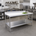 Thumbnail image #2 for Advance Tabco Poly-Vance Poly-Top Work Table with 6-Inch Backsplash and Undershelf, 48 x 24 Inches