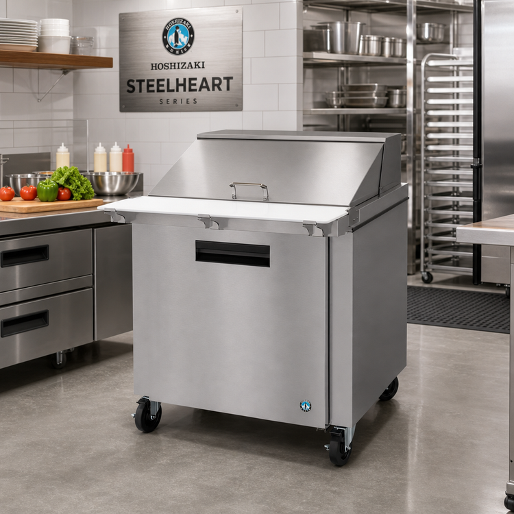 Product image #2 for Hoshizaki Steelheart SR36B-15M 36-Inch Mega Top Prep Refrigerator, 1 Section, 15 1/6-Pan, Self-Contained Rear-Mounted