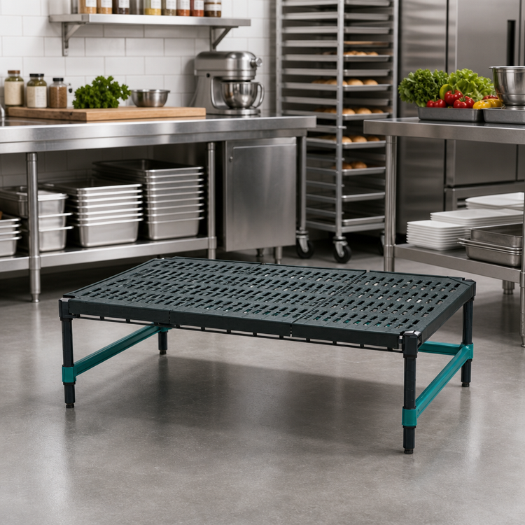 Product image #2 for QuadPlus Stationary Dunnage Rack with Louvered Polypropylene Mat, 36 x 18 x 14 Inches, 1000 lb Capacity