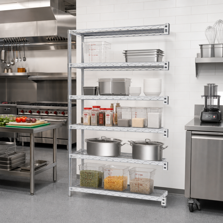 Product image #2 for EAGLEbrite 5-Tier Add-On Wire Shelving Unit with Patented QuadTruss Design, 24-Inch W x 21-Inch D x 86-Inch H, Zinc Finish