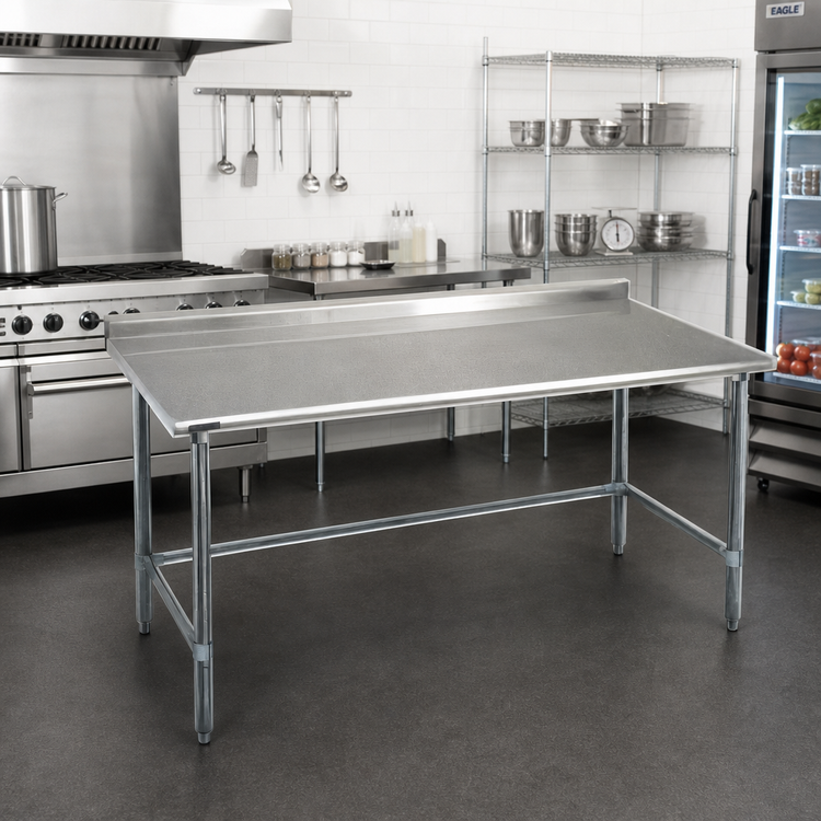 Product image #2 for Eagle Group Deluxe Series 60-Inch x 36-Inch Stainless Steel Work Table with 1-1/2-Inch Rear Up-Turn and Open Galvanized Base