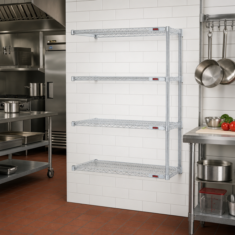 Product image #2 for Eagle Group 4-Tier Add-On Wire Shelving Unit, 36W x 24D x 74H, Chrome-Plated