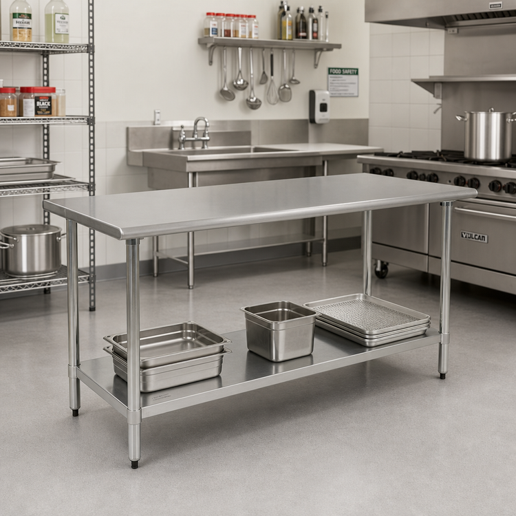 Product image #2 for Eagle Group BlendPort® Deluxe Series Flat Top Stainless Steel Work Table with Adjustable Undershelf, 84 x 24 Inches