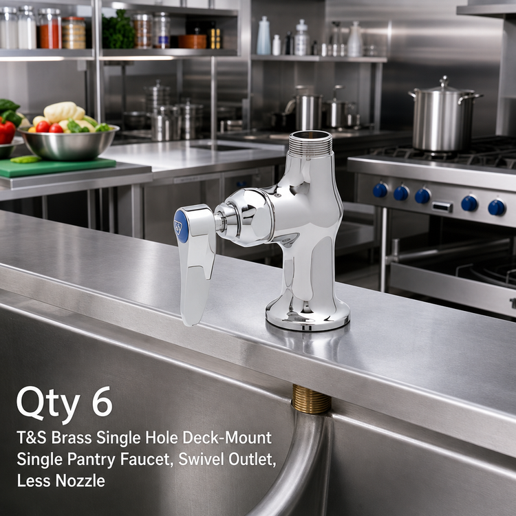 Product image #2 for T&S Brass Single Hole Deck-Mount Single Pantry Faucet, Swivel Outlet, Less Nozzle