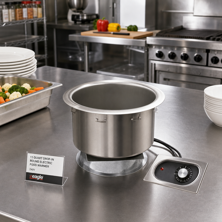 Product image #2 for Eagle Group 11 Quart Drop-In Round Electric Food Warmer with Drain, 240V