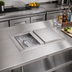 Thumbnail image #3 for John Boos Drop-In Insulated Stainless Steel Ice Bin with Sliding Lid and Drain, Without Cold Plate