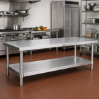Thumbnail image #2 for John Boos ESSK8-3072 72"W x 30"D Stainless Steel Work Table Undershelf, 18-Gauge Type 400, Satin Finish