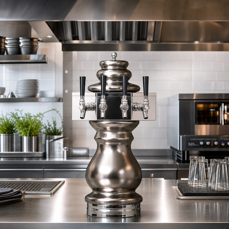 Product image #2 for Glastender Braumeister Single-Column 4-Faucet Countertop Glycol-Cooled Draft Dispensing Tower