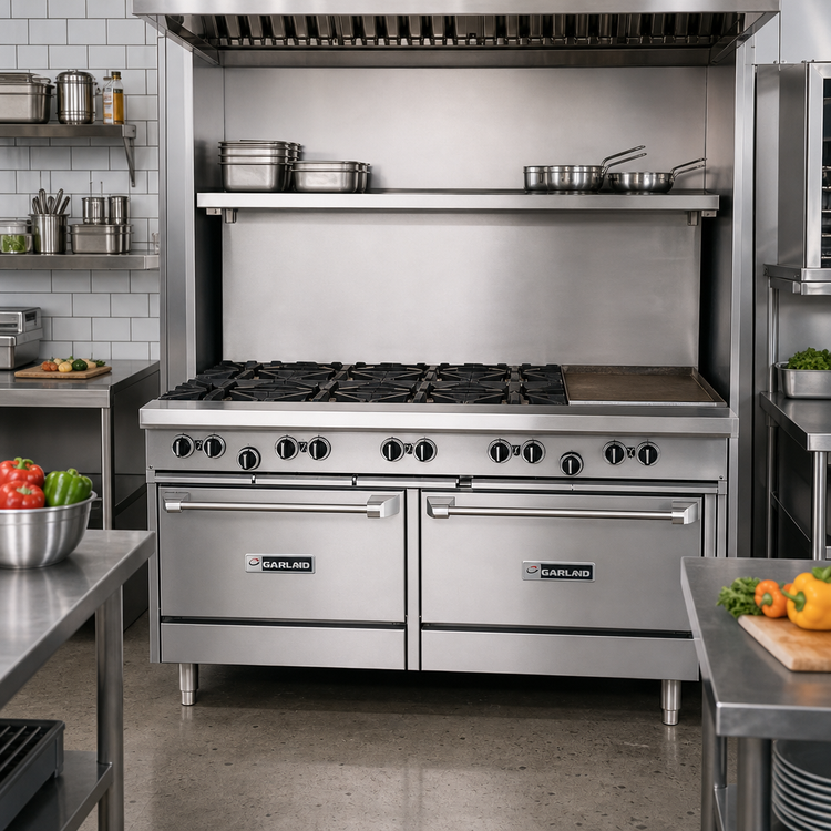 Product image #2 for Garland US Range U Series 60-Inch Gas Restaurant Range with 8 Open Burners, 12-Inch Griddle, and 2 Standard Ovens