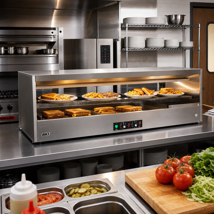 Product image #2 for BKI SM-2624L 26-Inch Countertop Pass-Through Sandwich Warmer with Slanted Shelf