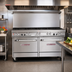 Thumbnail image #2 for Ultimate 60-Inch Gas Restaurant Range with 8 Open Burners, Convection Oven, and Cabinet Base
