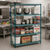 Thumbnail image #2 for Metro Super Erecta Pro Stationary Louvered Polymer Shelving Starter Unit with 4 Shelves and 4 Posts, 21 x 72 x 74 Inches, Green