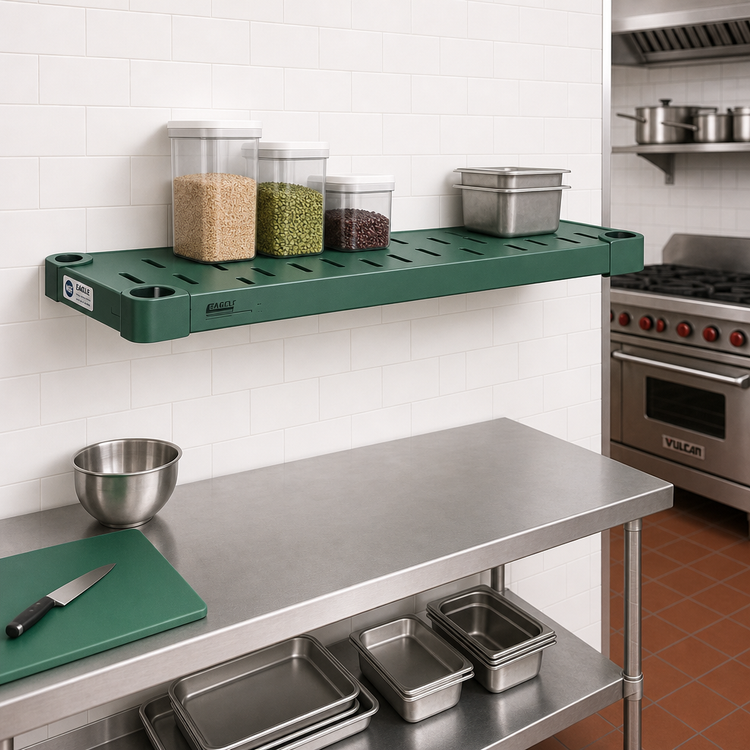 Product image #2 for Eagle Group Quik-Set 60 x 24 Inch Louvered Solid Shelf, 16 Gauge Galvanized Steel, Green Epoxy Finish
