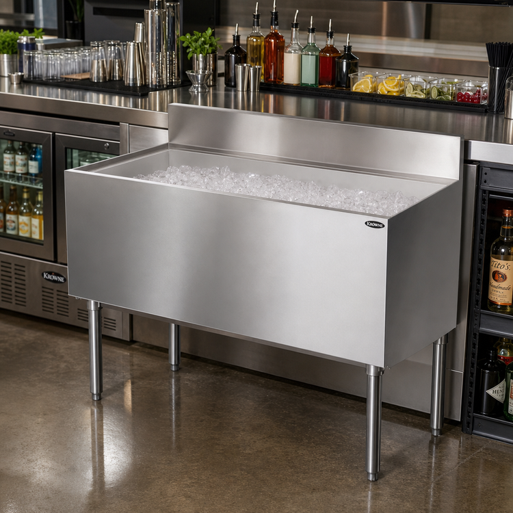 Product image #2 for Krowne Royal Series 48-Inch Underbar Ice Bin/Cocktail Unit with 10-Circuit Cold Plate, 184-Lb Capacity