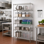 Thumbnail image #2 for Metro Super Erecta 5N457BR Stationary Wire Shelving Starter Unit, 5 Shelves, 48"W x 21"D x 74"H, Zinc Finish