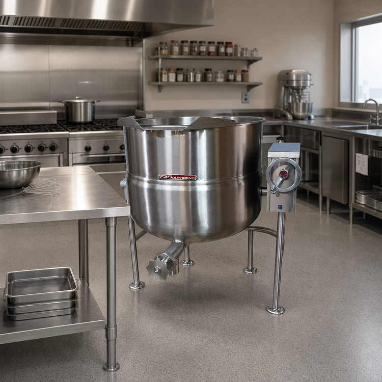 Product image #2 for 80 Gallon Direct Steam Tilting Kettle with Manual Crank Tilt