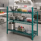Thumbnail image #2 for Eagle Group QuadPlus QPF-2160VG-GL 60 x 21 Inch Louvered Green Polymer Shelf Mat with Wire Frame Case of 2