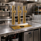 Thumbnail image #2 for Micro Matic USA Skyline BS-SKY-3PVDKR Countertop Glycol-Cooled Draft Beer Station, 3 Columns, 3 Faucets, PVD Brass Finish