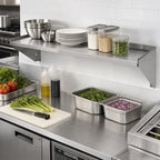 Thumbnail image #2 for Klinger's Trading WS1472 400 Series Stainless Steel Wall-Mounted Shelf, 72"W x 14"D, 18 Gauge