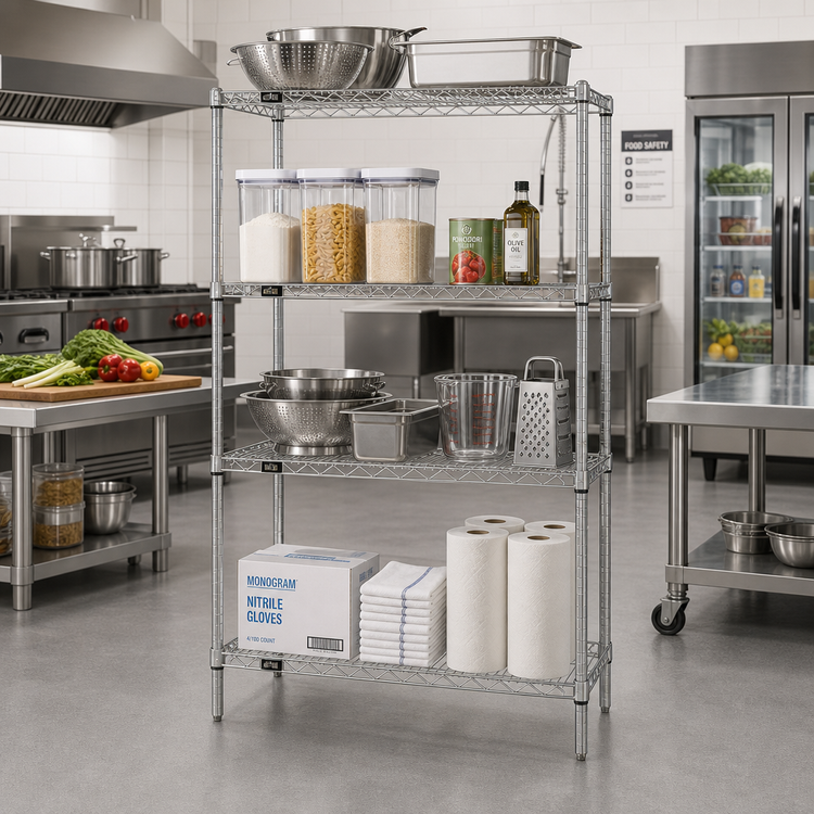 Product image #2 for Quantum 86-Inch Chrome-Plated Wire Shelving Starter Kit, 36 x 18 Inches, 4 Shelves