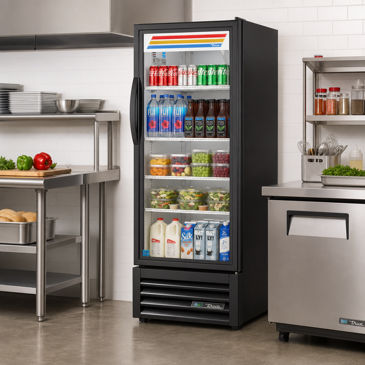 Product image #2 for True One-Section Glass Door Refrigerated Merchandiser, Standard Look Version 01, Low-E Hinged Door, 115V